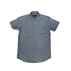 Molokai Surf Co Men's Size Medium Button Down Short Sleeve Gray Shirt-Nautical